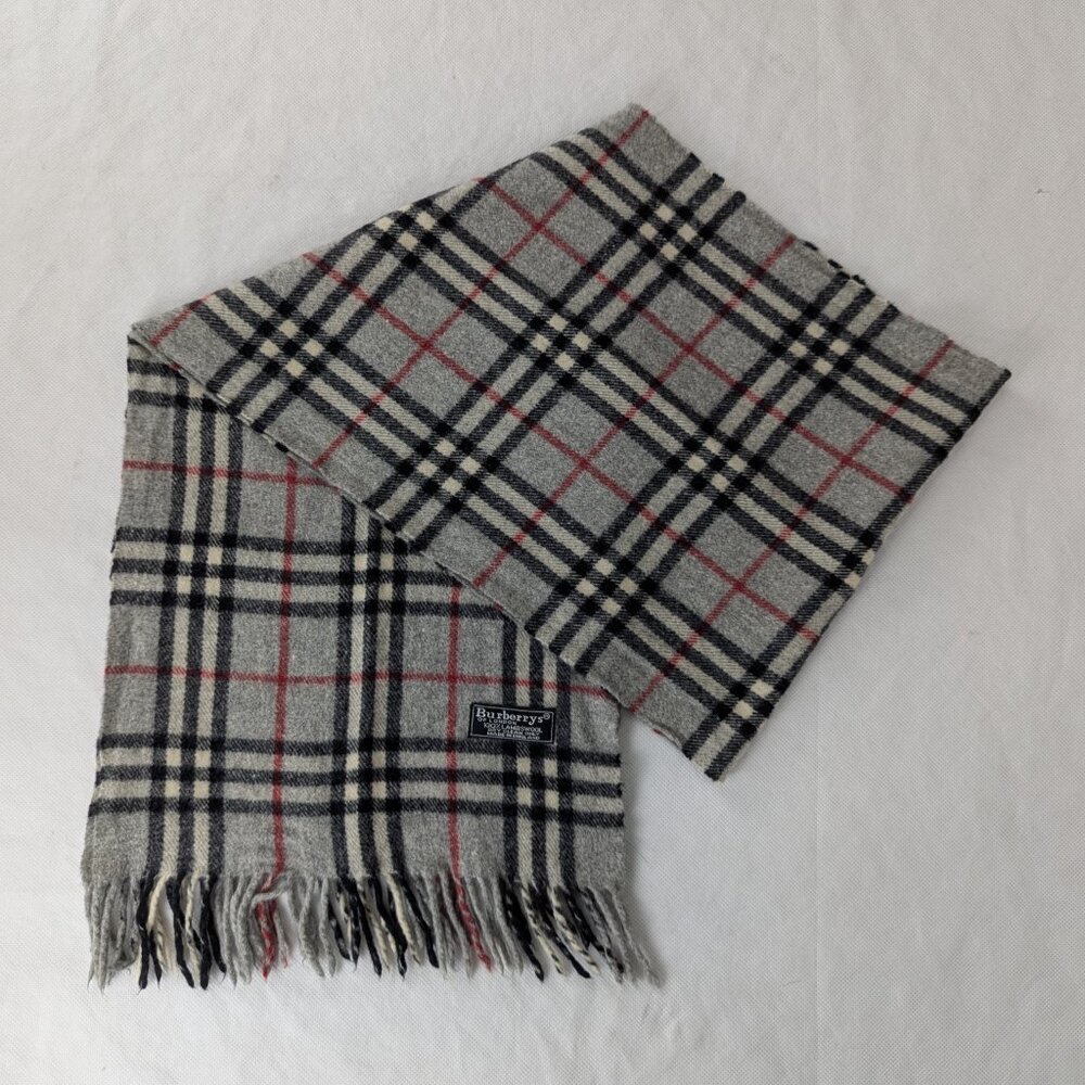 Burberry Lambswool Scarf Gray Unisex | Iconic Check Design | Ready to Ship - Picture 3 of 7